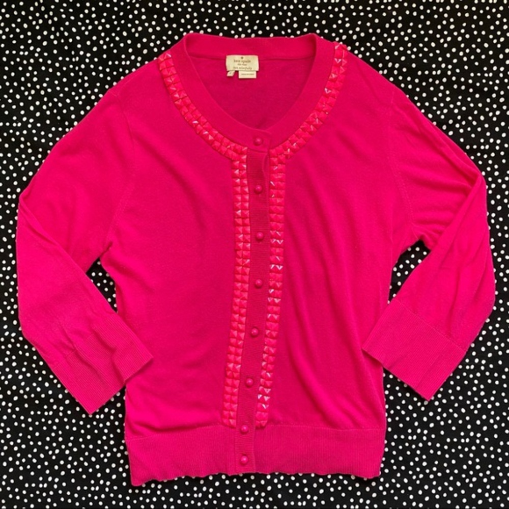 kate spade Hot Pink Studded Cardigan Sweater
